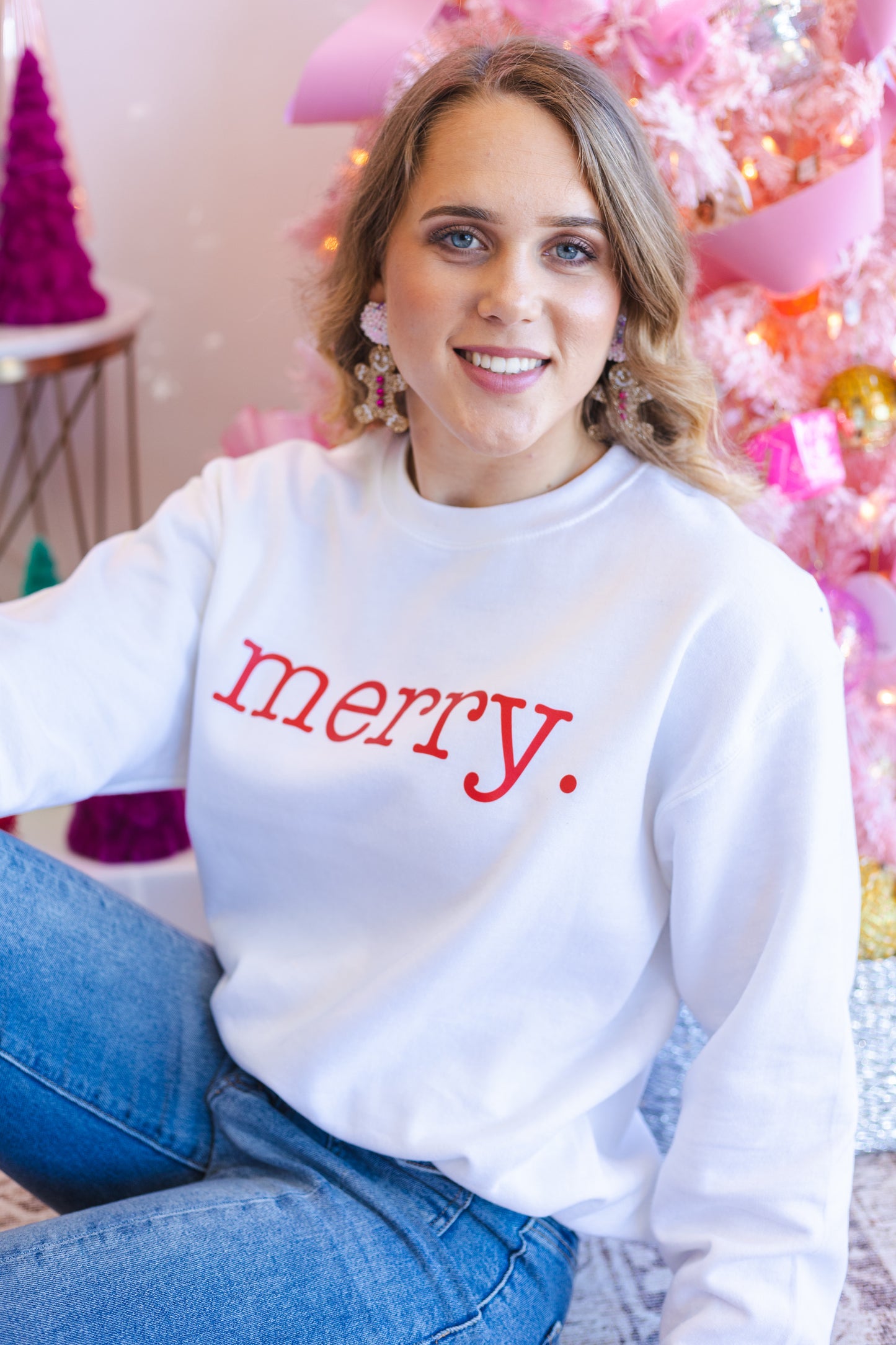 White Typewriter 'Merry' Sweatshirt