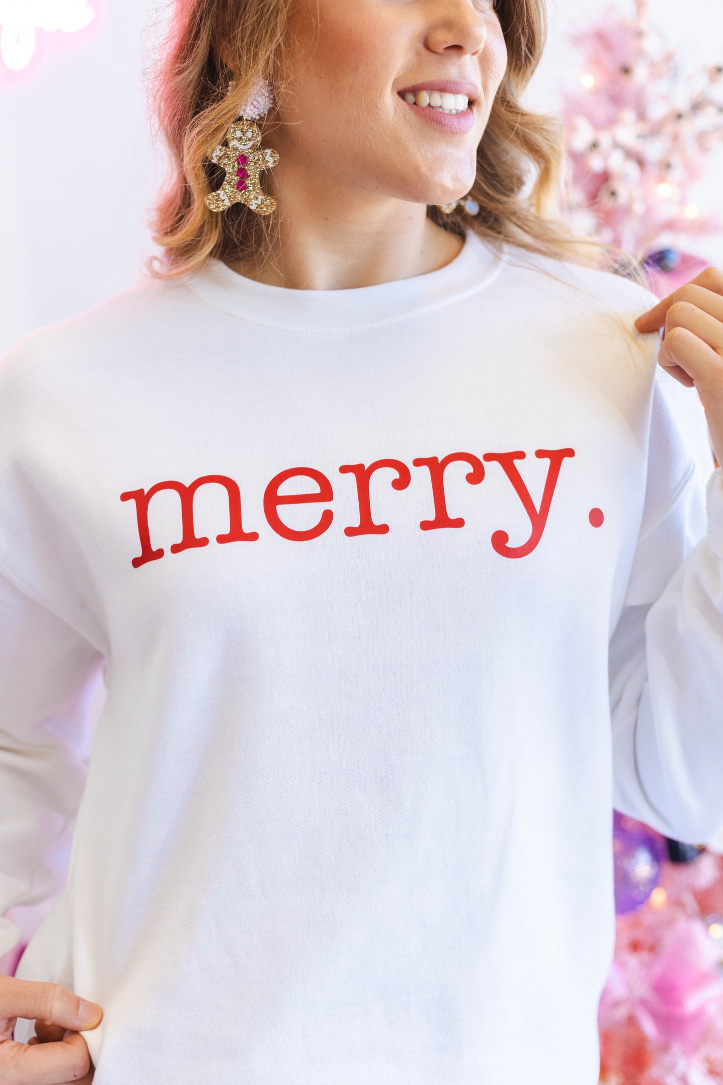 White Typewriter 'Merry' Sweatshirt
