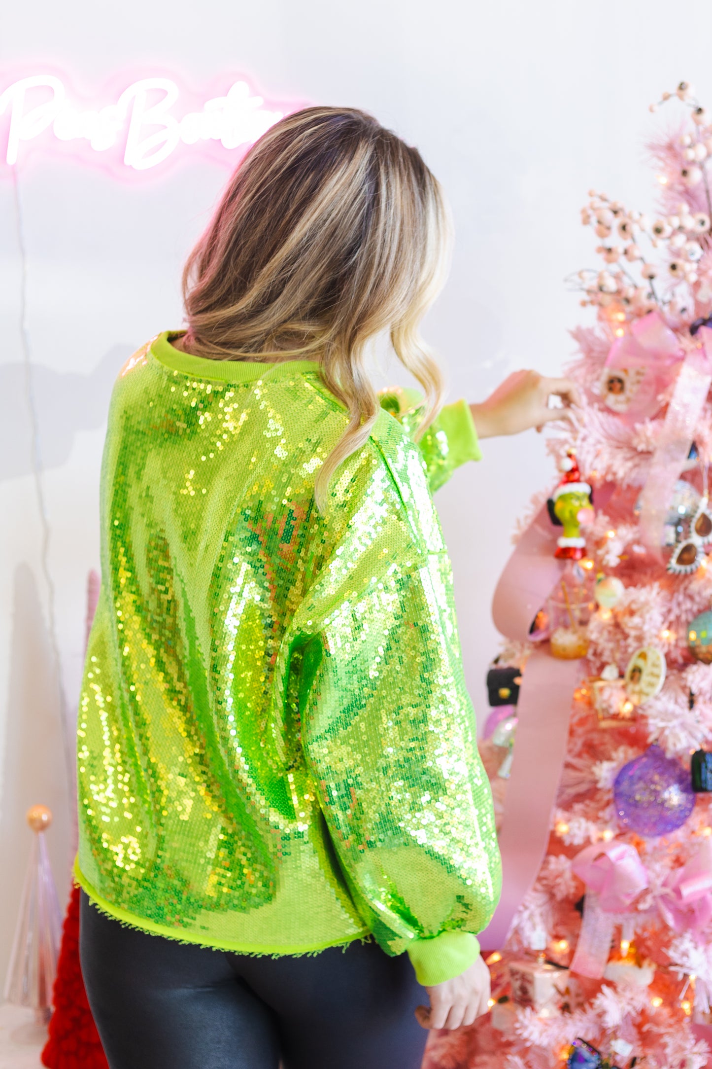 Queen of Sparkles Green Grinch Sequin Sweatshirt