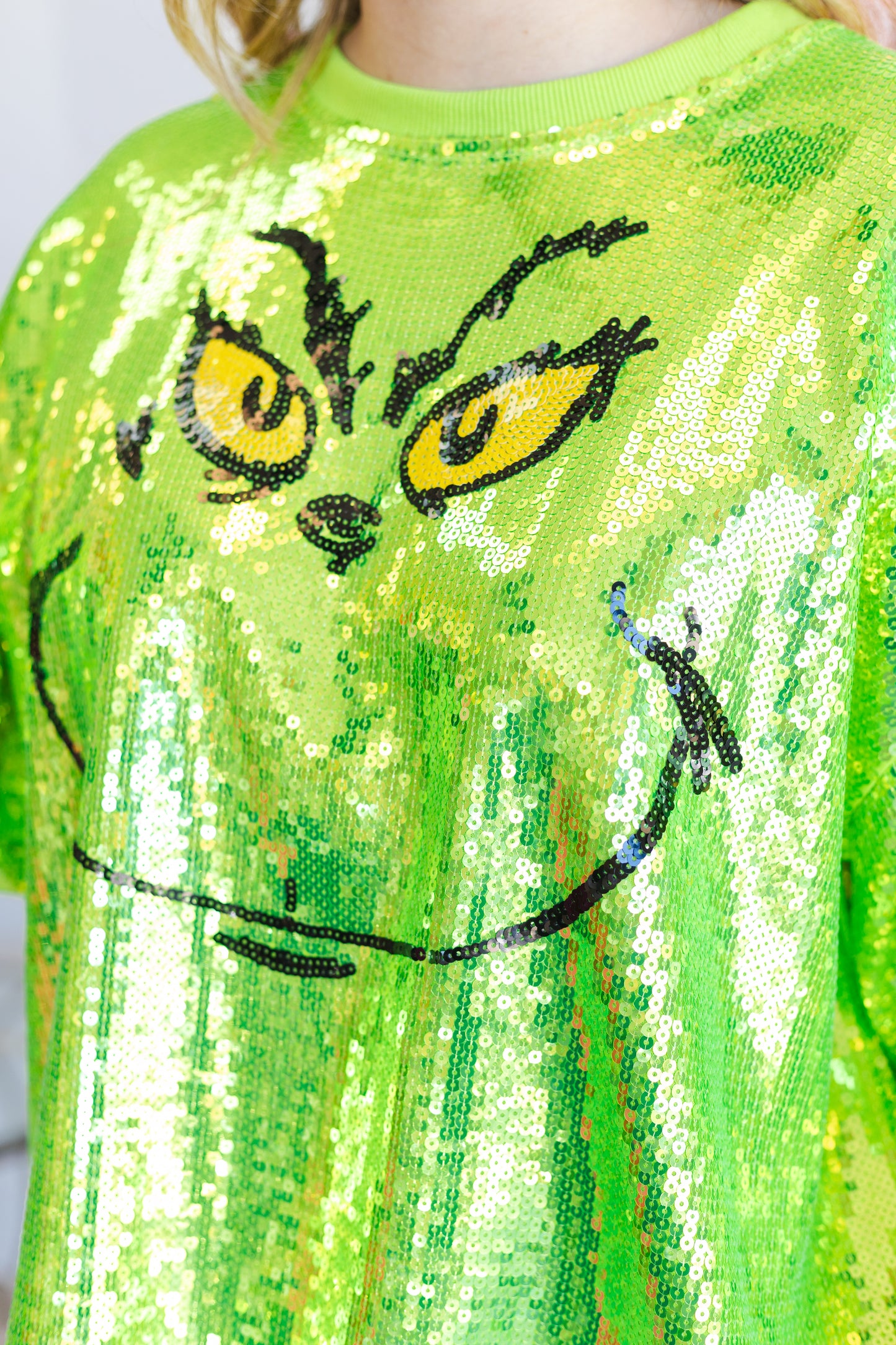 Queen of Sparkles Green Grinch Sequin Sweatshirt