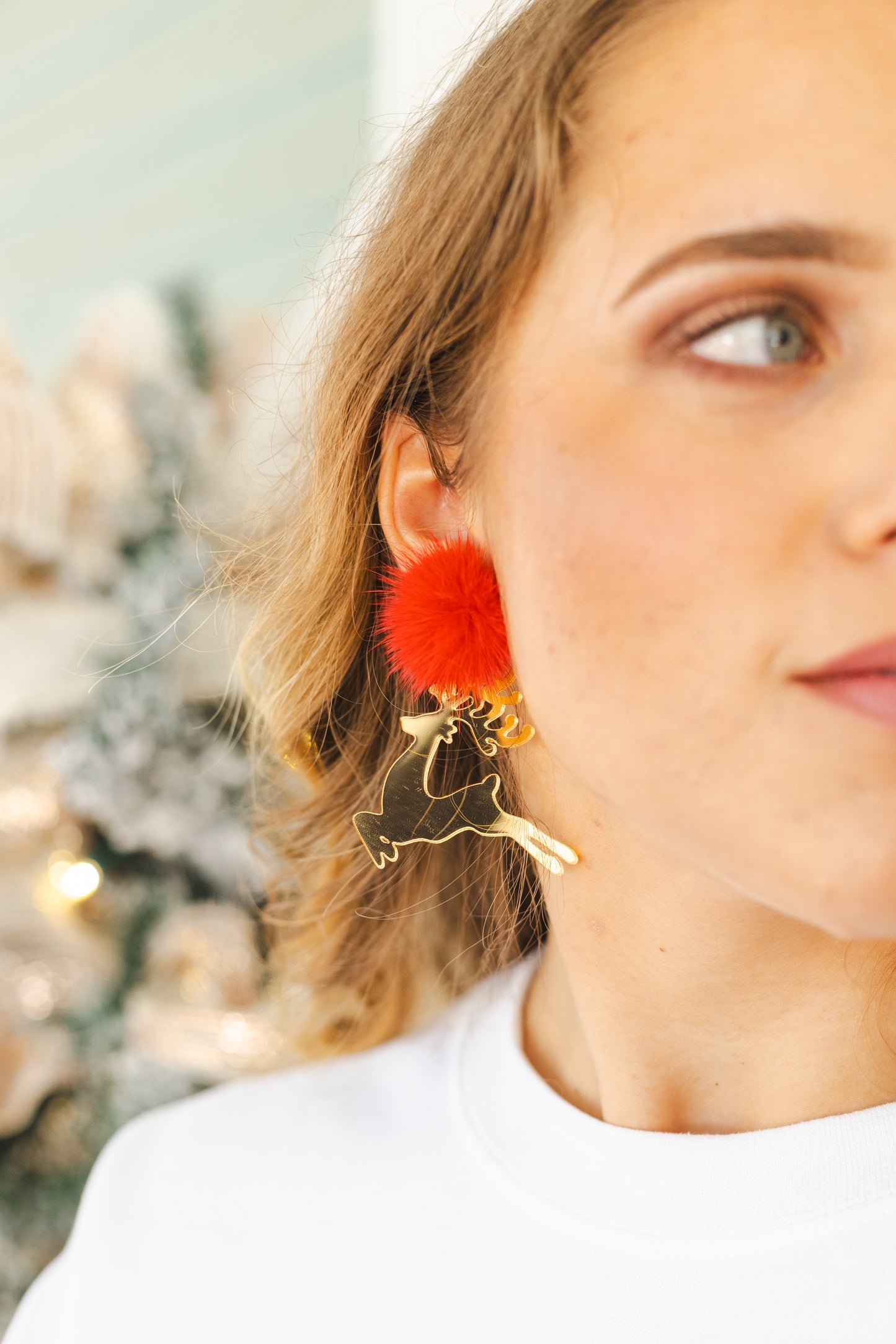 Golden Reindeer Earrings