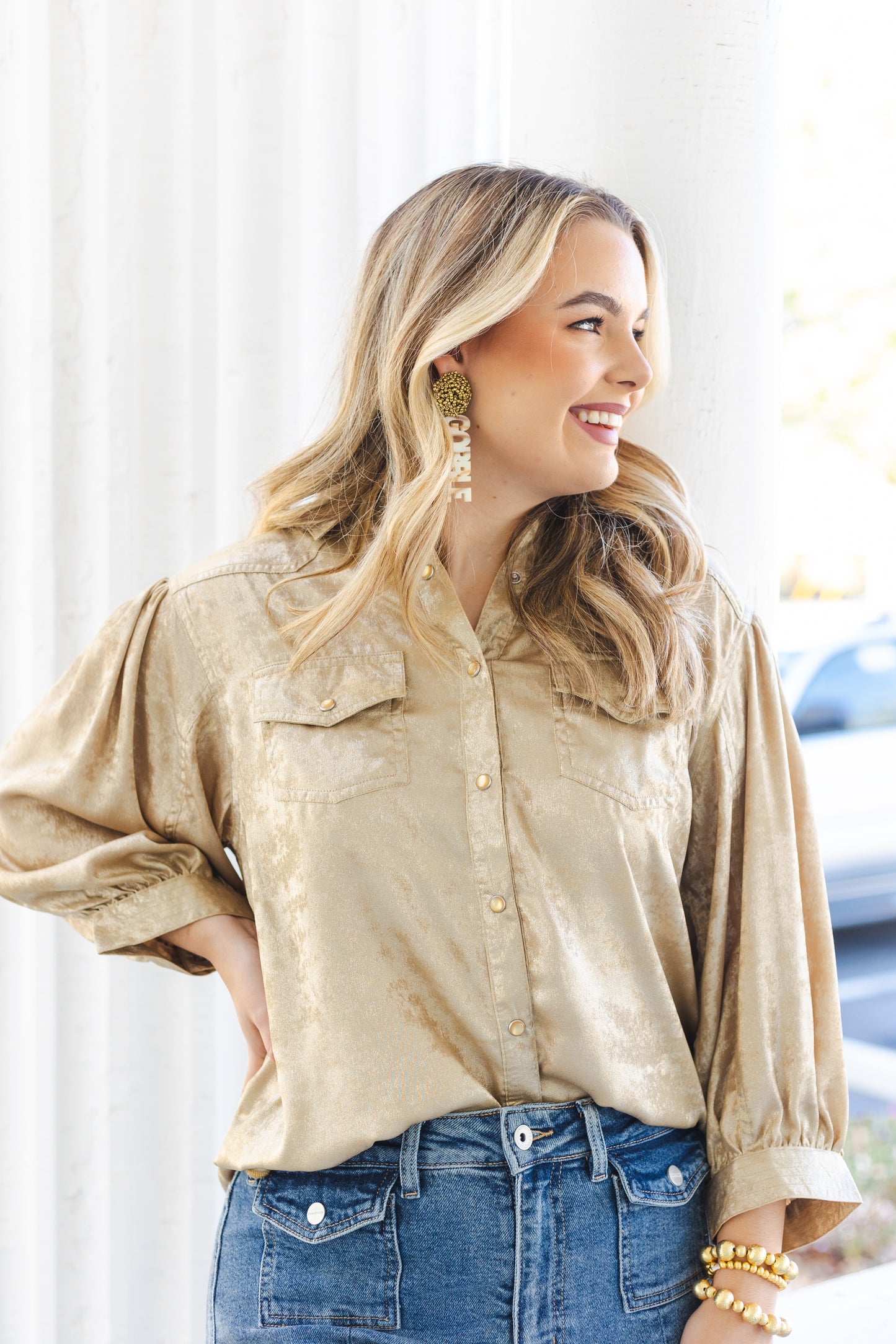 Ivy Jane Grateful Gold Button-down