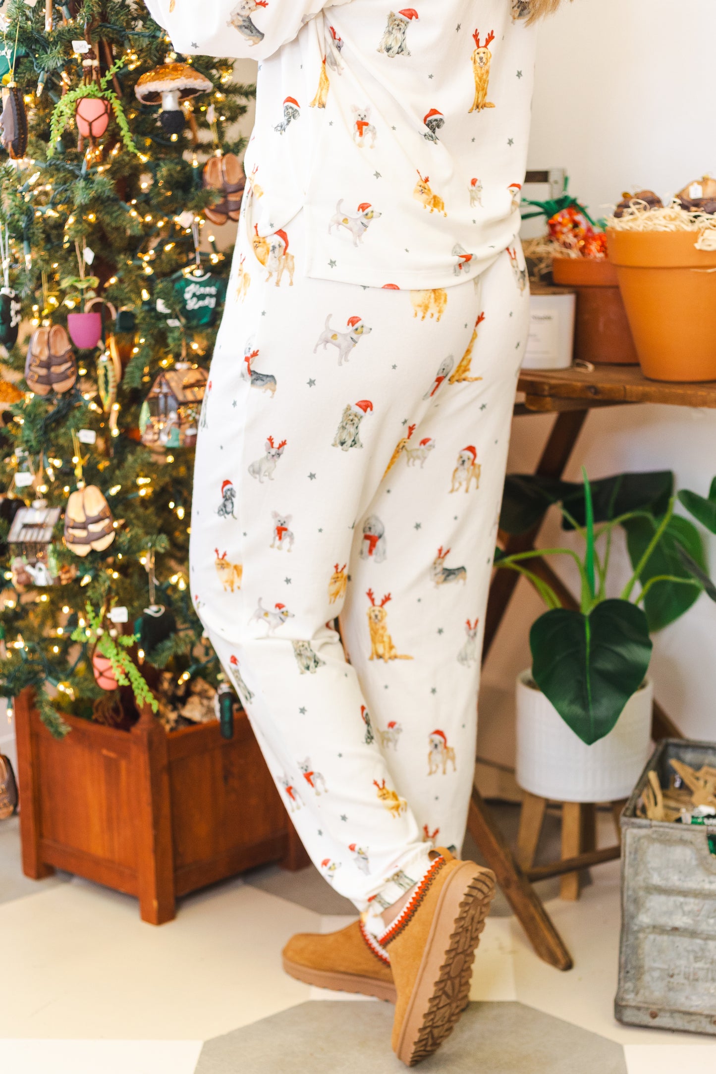Dog Print Christmas Pajama Set