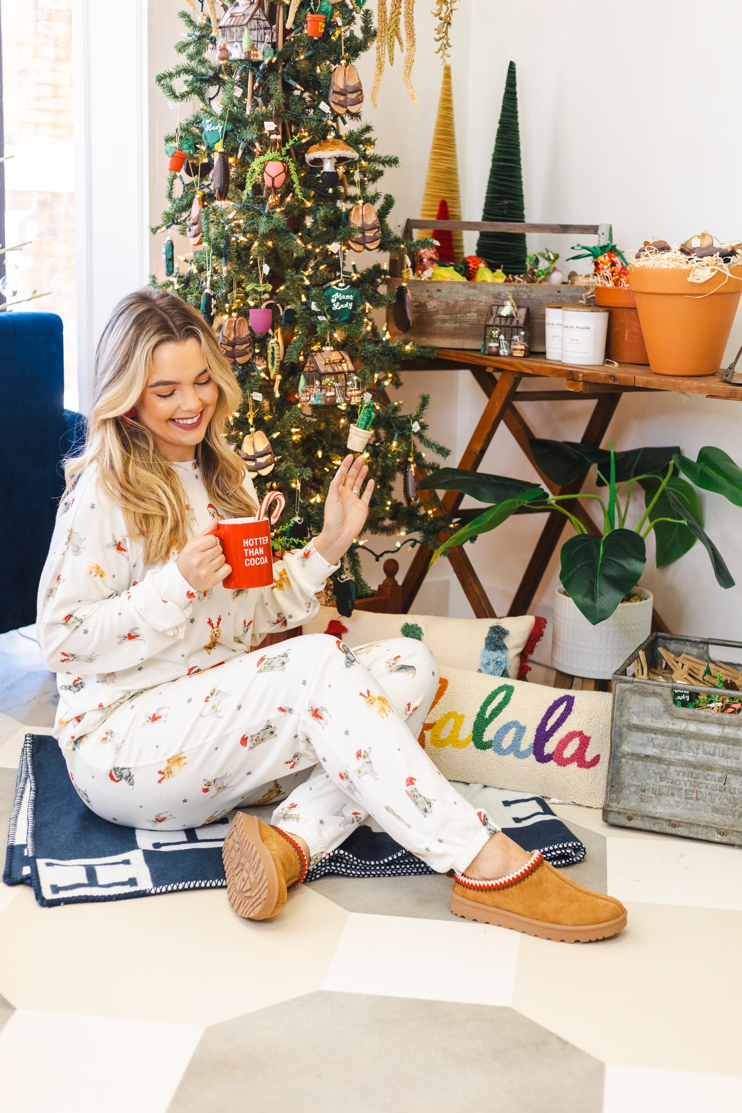 Dog Print Christmas Pajama Set