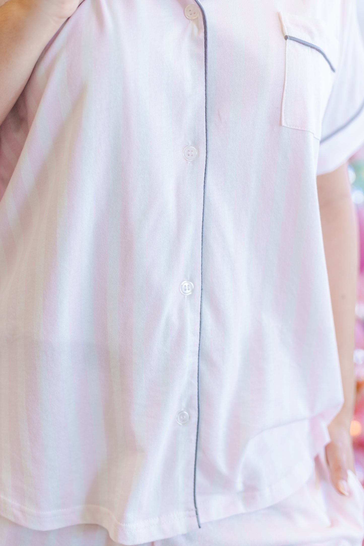 A Pink Christmas Short Sleeve Pajama Top