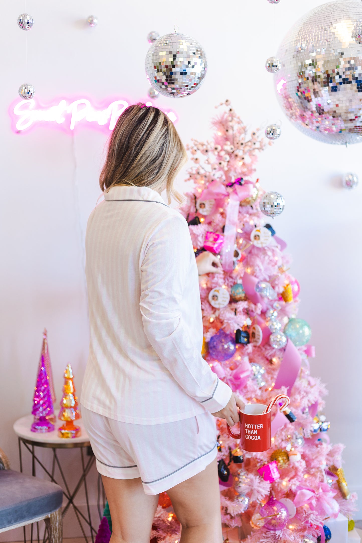 A Pink Christmas Pajama Long Sleeve Top