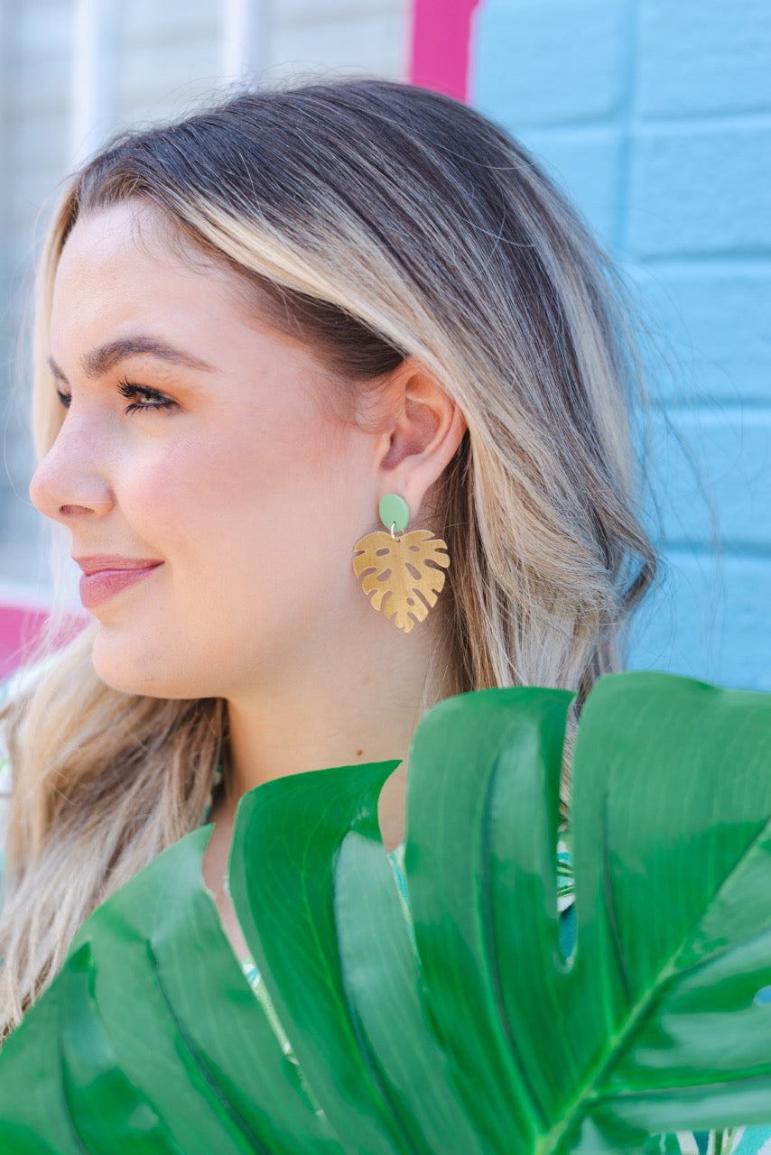 Pieces of Blonde Palm Frond Earrings