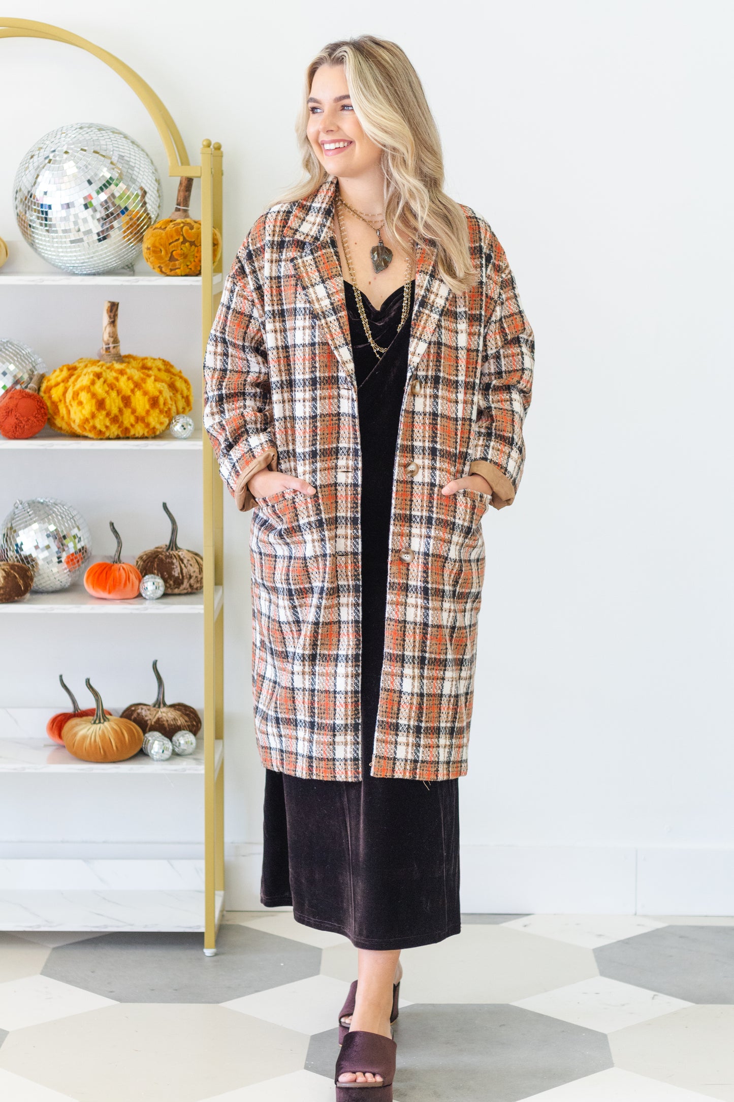 Cozy Co. Palmer Plaid Long Jacket