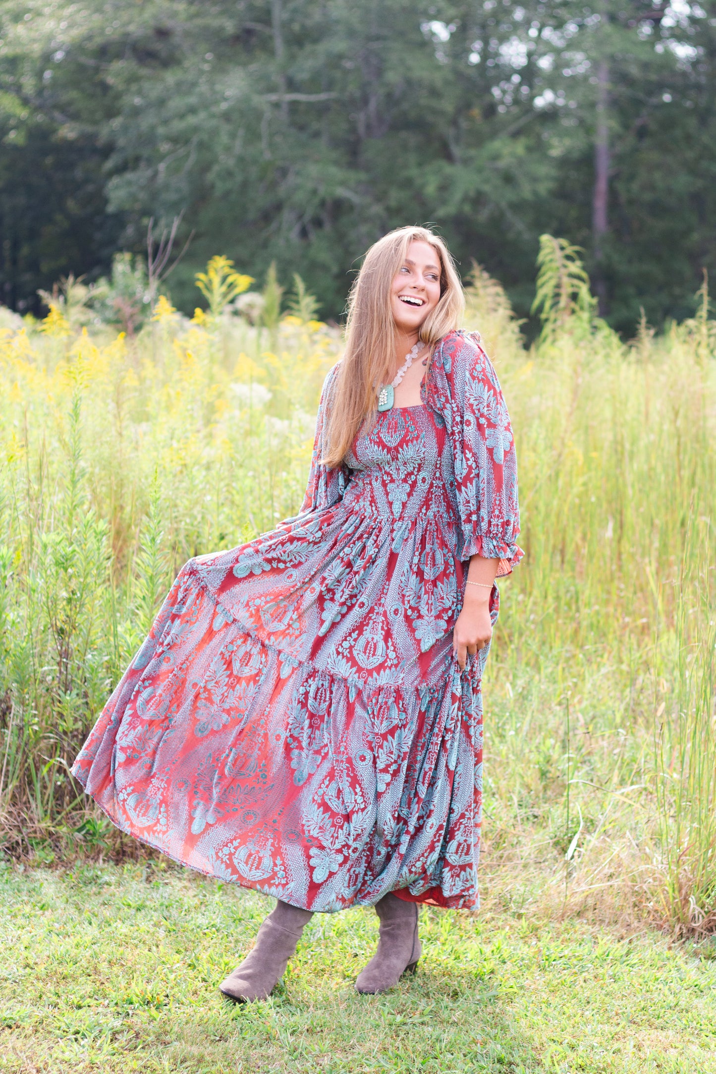 Fate Freda Burnout Midi Dress