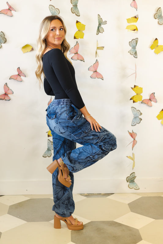 Butterfly Print Jogger Jeans