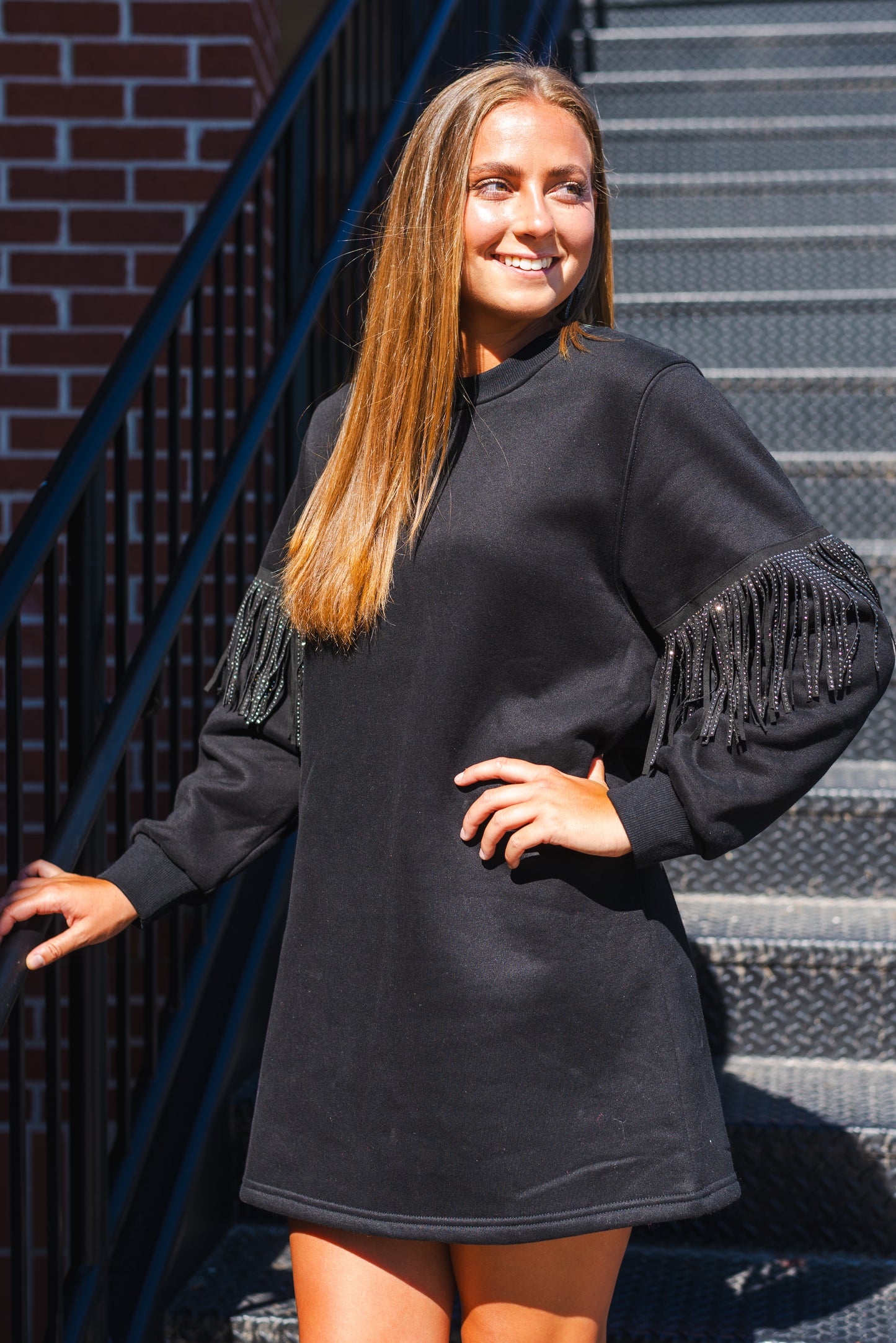 Flirty Fringe Sweatshirt Dress