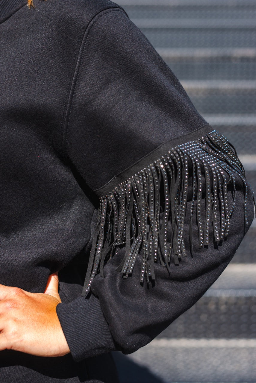 Flirty Fringe Sweatshirt Dress