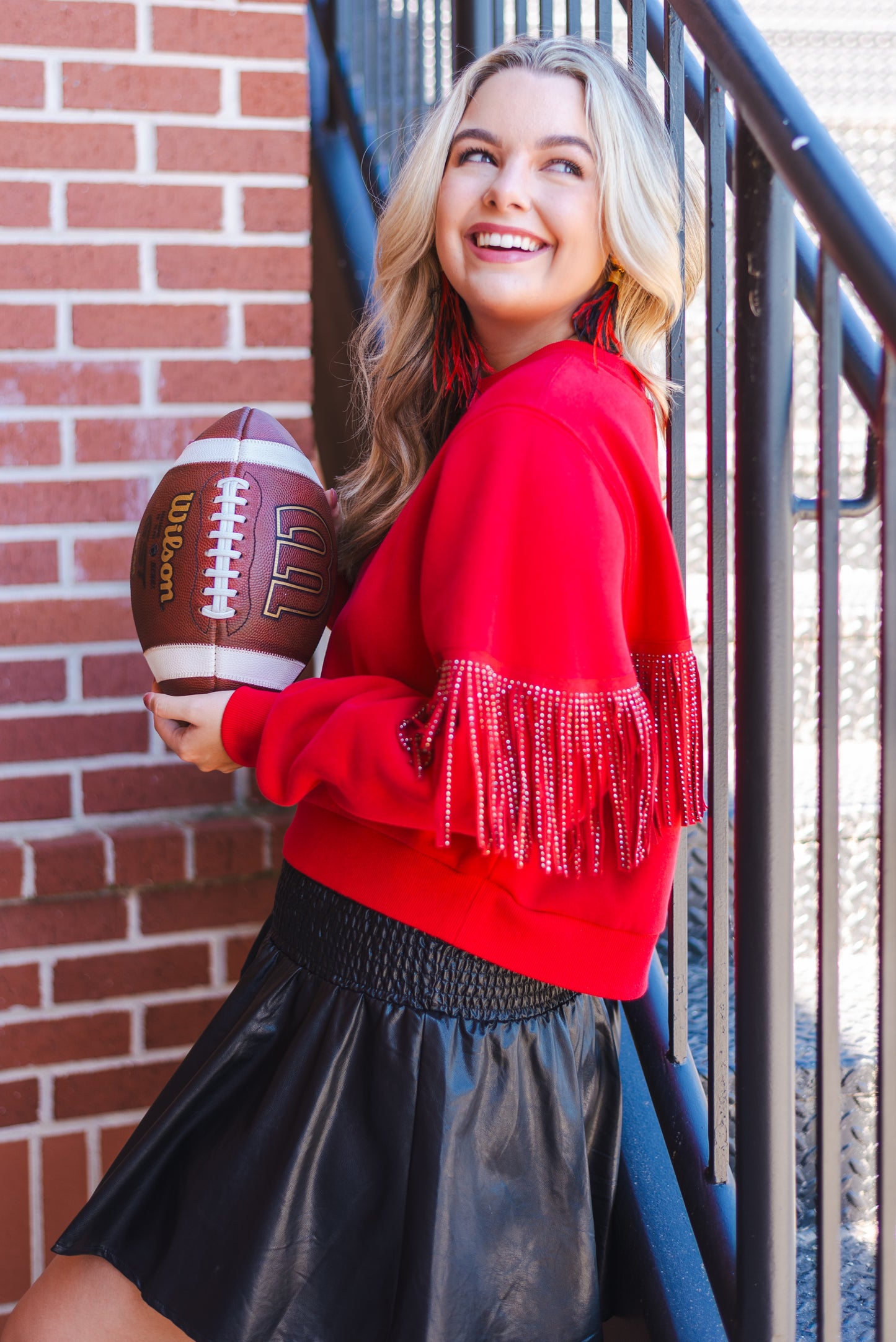 Rosalynn Red Fringe Sweatshirt