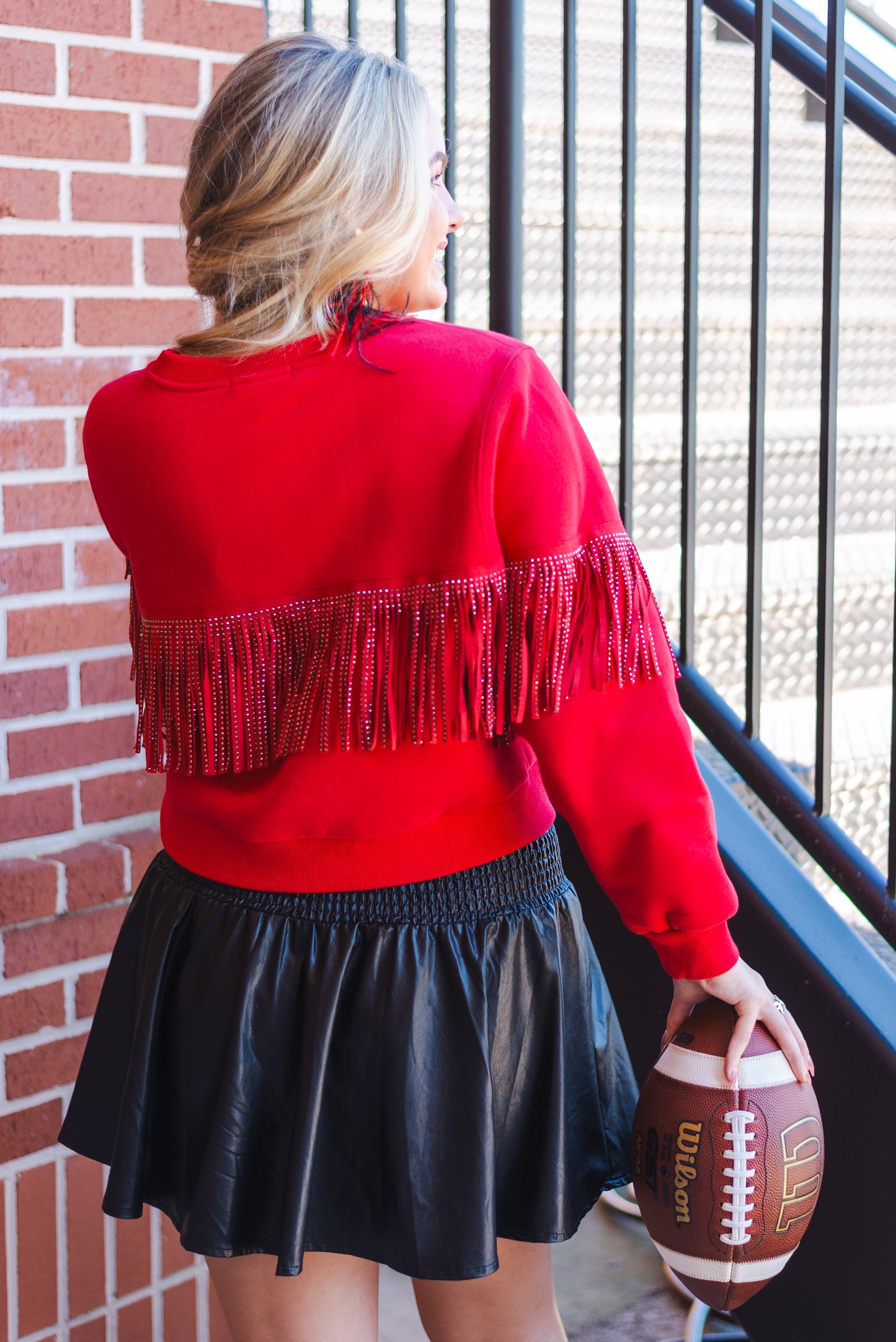 Rosalynn Red Fringe Sweatshirt