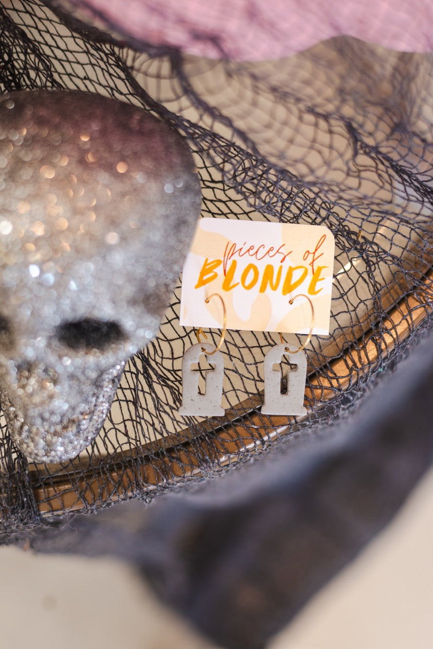 Haunting Headstone Halloween Earrings