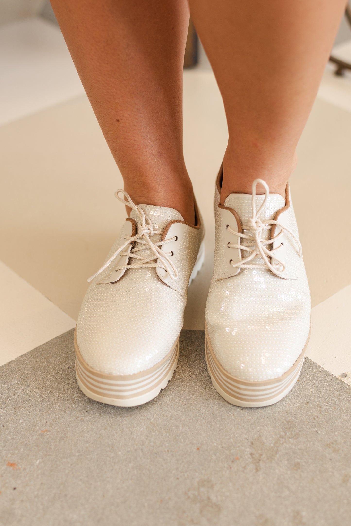 Love Rio Celine Sequins Sneakers - Off White