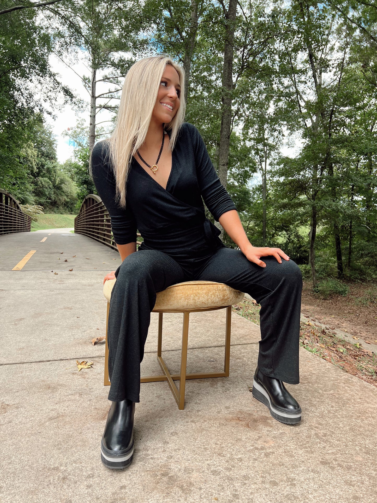 Penny Knit Metallic Pull On Pant
