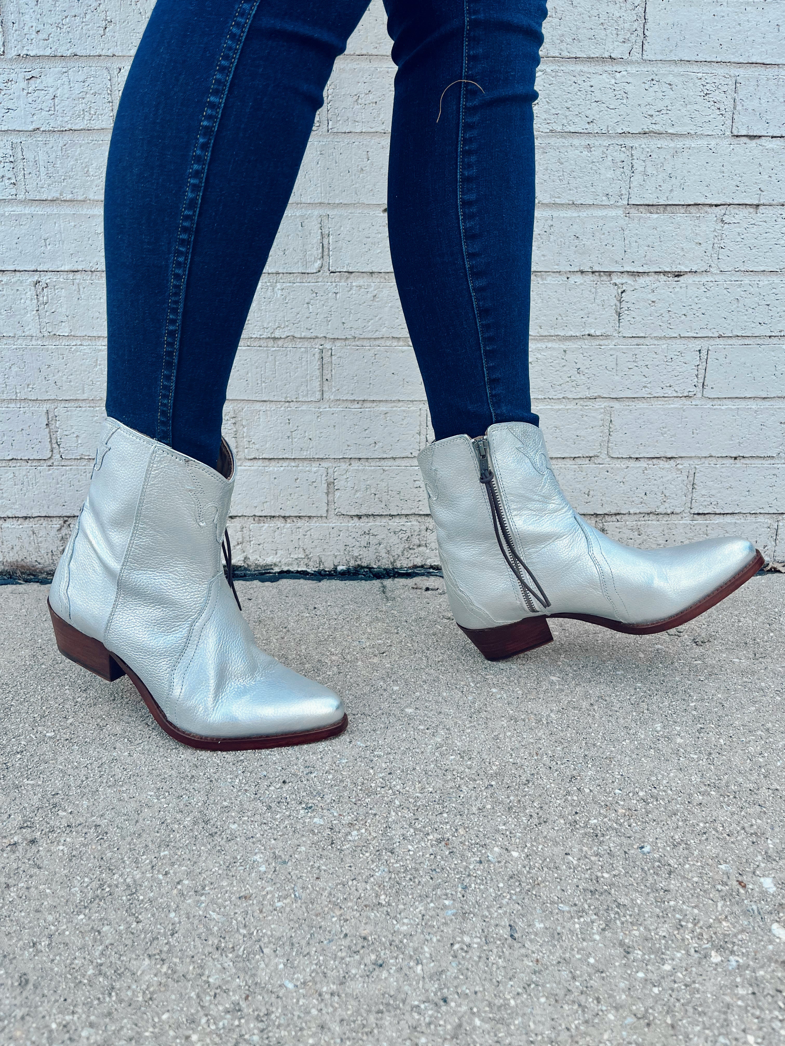 Free People New Frontier Leather Western Boot - Women's Shoes in Bone