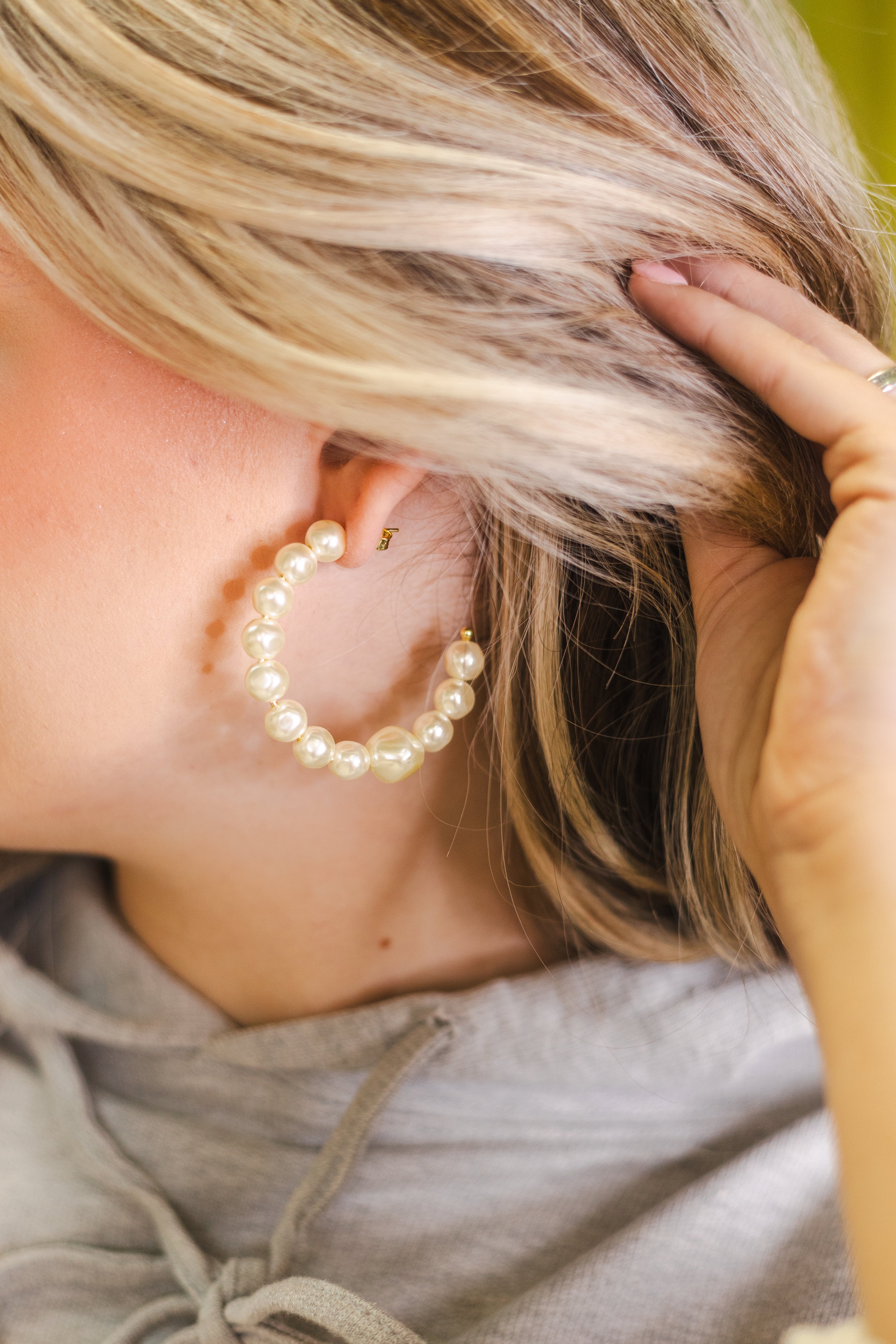 Hoop with Pearl Drop Earrings | Anne Klein