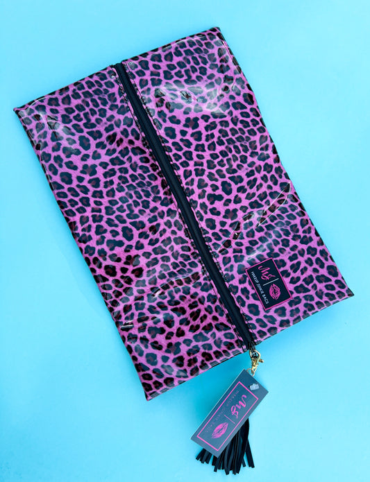 Pink Cheetah Large Makeup Junkie Bag